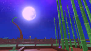 Moonlit Bamboo Garden Wallpaper