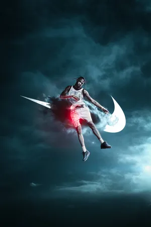 Moonlit Basketball Dunk Aesthetic Wallpaper