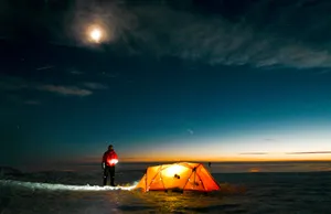 Moonlit Beach Camping Wallpaper