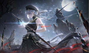 Moonlit_ Blade_ Warrior Wallpaper