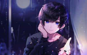 Moonlit Blue Eyed Anime Boy Wallpaper