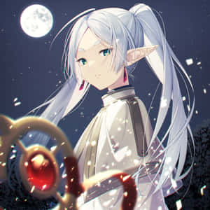 Moonlit Elf Magician Wallpaper