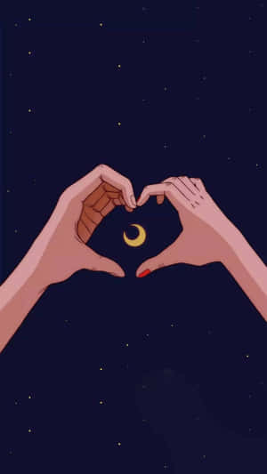 Moonlit_ Heart_ Hands_ Aesthetic Wallpaper