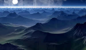 Moonlit Mountain Range Utopia Wallpaper