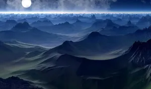 Moonlit Mountain Range Utopia Wallpaper