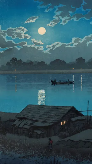 Moonlit River Night Wallpaper