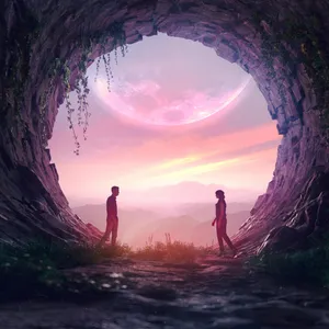 Moonlit Romantic Encounter Wallpaper