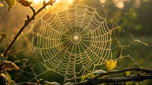 Morning Dew Spider Web Sunrise Wallpaper