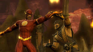 Mortal Kombat And Dc Universe Heroes Face Off In An Epic Battle Wallpaper