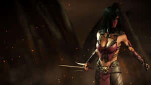 Mortal Kombat's Fierce Warrior Mileena In Action Wallpaper