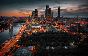 Moscow Russia Aerial Cityscape Wallpaper