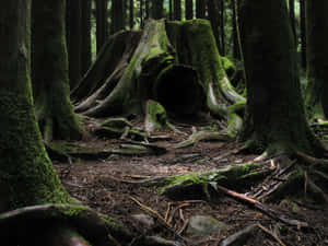 Mossy Forest Stump Wallpaper
