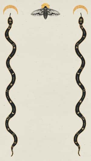 Moth_and_ Crescent_ Moon_ Artwork Wallpaper