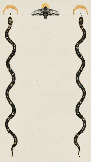 Moth_and_ Crescent_ Moon_ Artwork Wallpaper