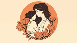 Mother Child Embrace Art Wallpaper