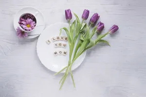 Mothers Day Love You Mom Tulips Wallpaper