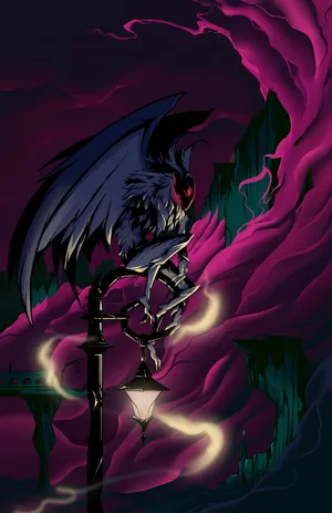 Mothman Perchedon Lamp Post Wallpaper