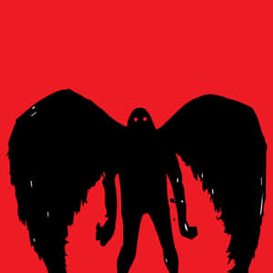 Mothman Silhouette Red Background Wallpaper