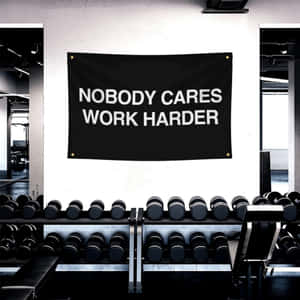 Motivational Gym Banner Nobody Cares Work Harder.jpg Wallpaper