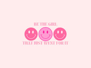 Motivational Preppy Pink Smiley Faces Wallpaper