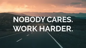 Motivational Road Sunset Nobody Cares Work Harder Wallpaper