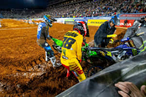 Motocross Race Night Action Wallpaper