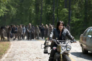 Motorcycle Escape Zombie Horde Wallpaper