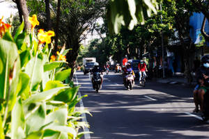 Motorcycle Morning City Wallpaper