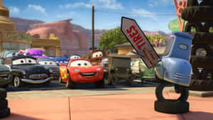 Motorcycles Taking A Tour Of Radiator Springs Wallpaper