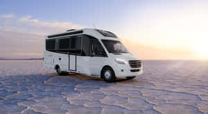 Motorhomeon Salt Flatsat Sunset Wallpaper