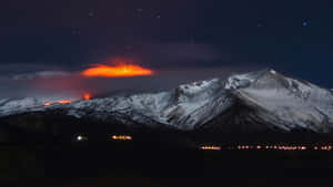 Mount Etna Poster Dark Glow Wallpaper