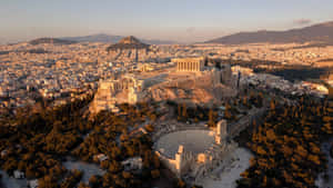 Mount Lycabettus Athens Acropolis Ampitheater Wallpaper