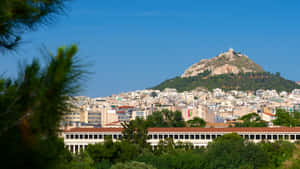 Mount Lycabettus Large Red Building Wallpaper