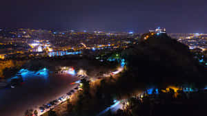 Mount Lycabettus Night Colorful Lights Wallpaper