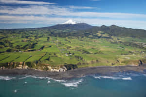 Mount Taranaki Coastal View New Zealand Wallpaper