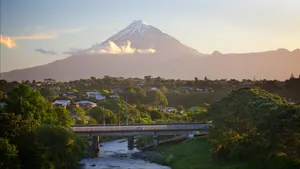 Mount Taranaki Over New Plymouth Wallpaper