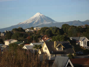 Mount Taranaki Over New Plymouth Wallpaper