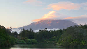 Mount Taranaki Sunset Glow Wallpaper