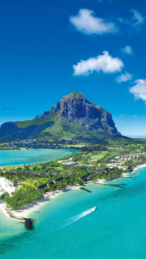 Mountain And City In Mauritius Wallpaper