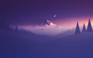 Mountain And Moon Vector Art Wallpaper