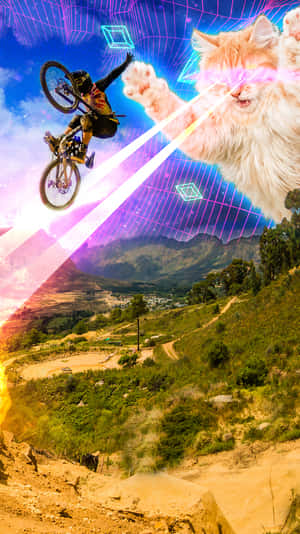 Mountain Bike Iphone And Cat Effect Wallpaper