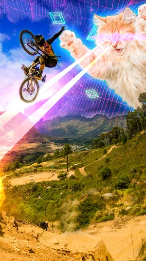 Mountain Bike Iphone And Cat Effect Wallpaper