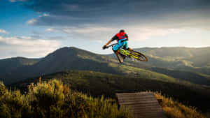 Mountain Bike Jump Sunset Silhouette Wallpaper