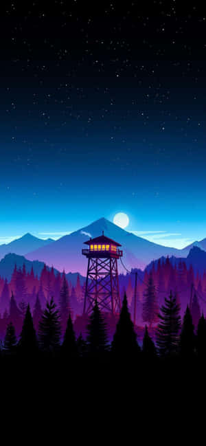 Mountain_ Firewatch_ Tower_ Night_ Scene Wallpaper