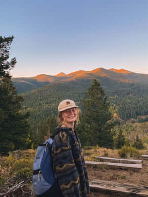 Mountain Hike Granola Aesthetic Smiling Person Wallpaper