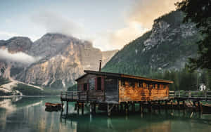 Mountain Lake Cabin Serenity.jpg Wallpaper