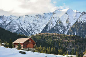 Mountain_ Log_ Cabin_ Winter_ Scene.jpg Wallpaper