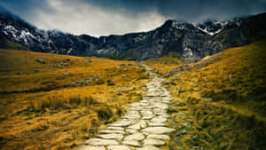 Mountain Pathway Dramatic Sky Newport U K Wallpaper