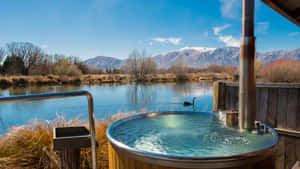 Mountain View Hot Tub Serenity Wallpaper