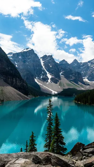 Mountain With Clear Blue Lake Nature Android Hd Wallpaper